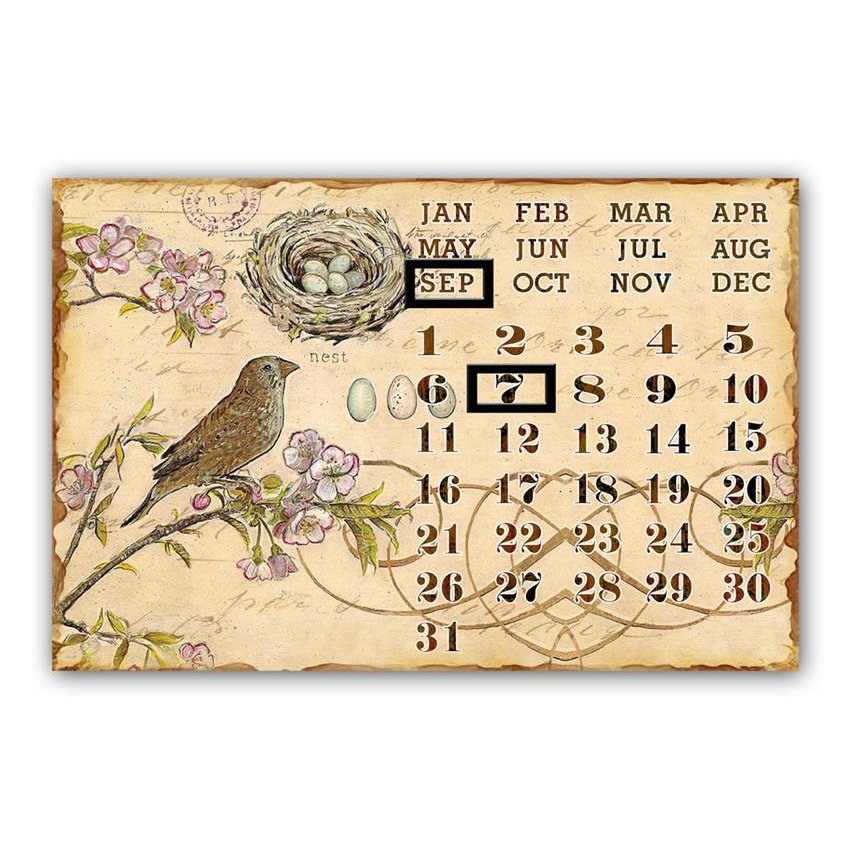 Calendrier métal Chant d'oiseau 25x38 cm