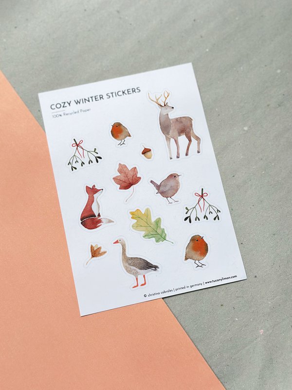 Cozy Winter Sticker made from recycled paper / without PVC