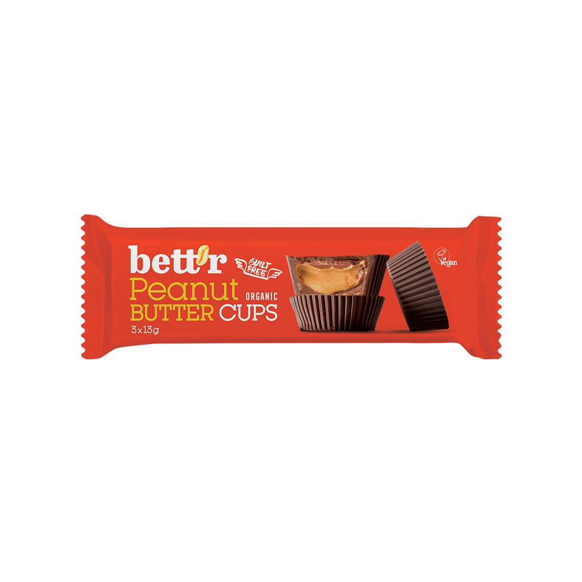 Nut Butter Cups with Peanut Cream 3x13g, Full Box 12x39g, organic, Bett’r