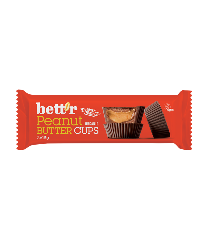 Nut Butter Cups with Peanut Cream 3x13g, Full Box 12x39g, organic, Bett’r