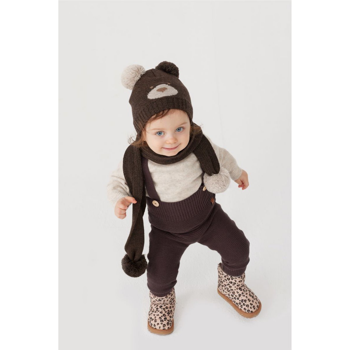ENZO children's dungarees - 100% merino wool - brown