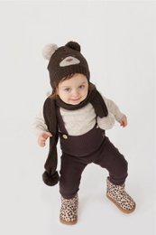 ENZO children's dungarees - 100% merino wool - brown