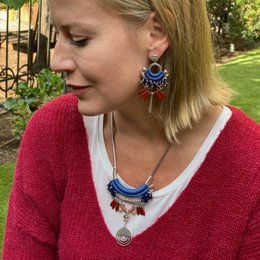 CHARALÁ blauwe en cooper statement ketting