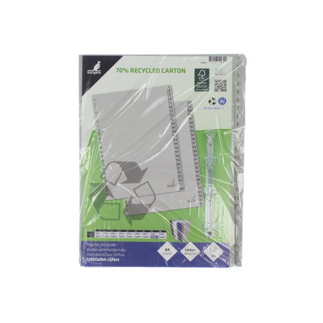 ECO tab Kangaro A4 numbers 180gr gray cardboard 23r 52pcs FSC