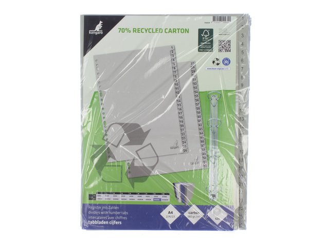 ECO tab Kangaro A4 numbers 180gr gray cardboard 23r 52pcs FSC