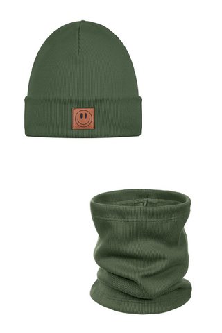 Set Smile Cap und Chimney - Baumwolle - Khaki