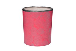 Håndlavet fyrfadsstage lavet af glas & Chiyogami papir | Sølvkrysantemum / Fuchsia * sølvkant | Borddekoration