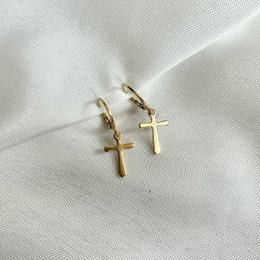 Cross Oorbellen Goud