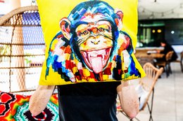 Funky Monkey Kissen von Vincent Richeux