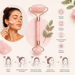 Juego de 11+1 masajeadores de rodillos faciales de cuarzo rosa gratis