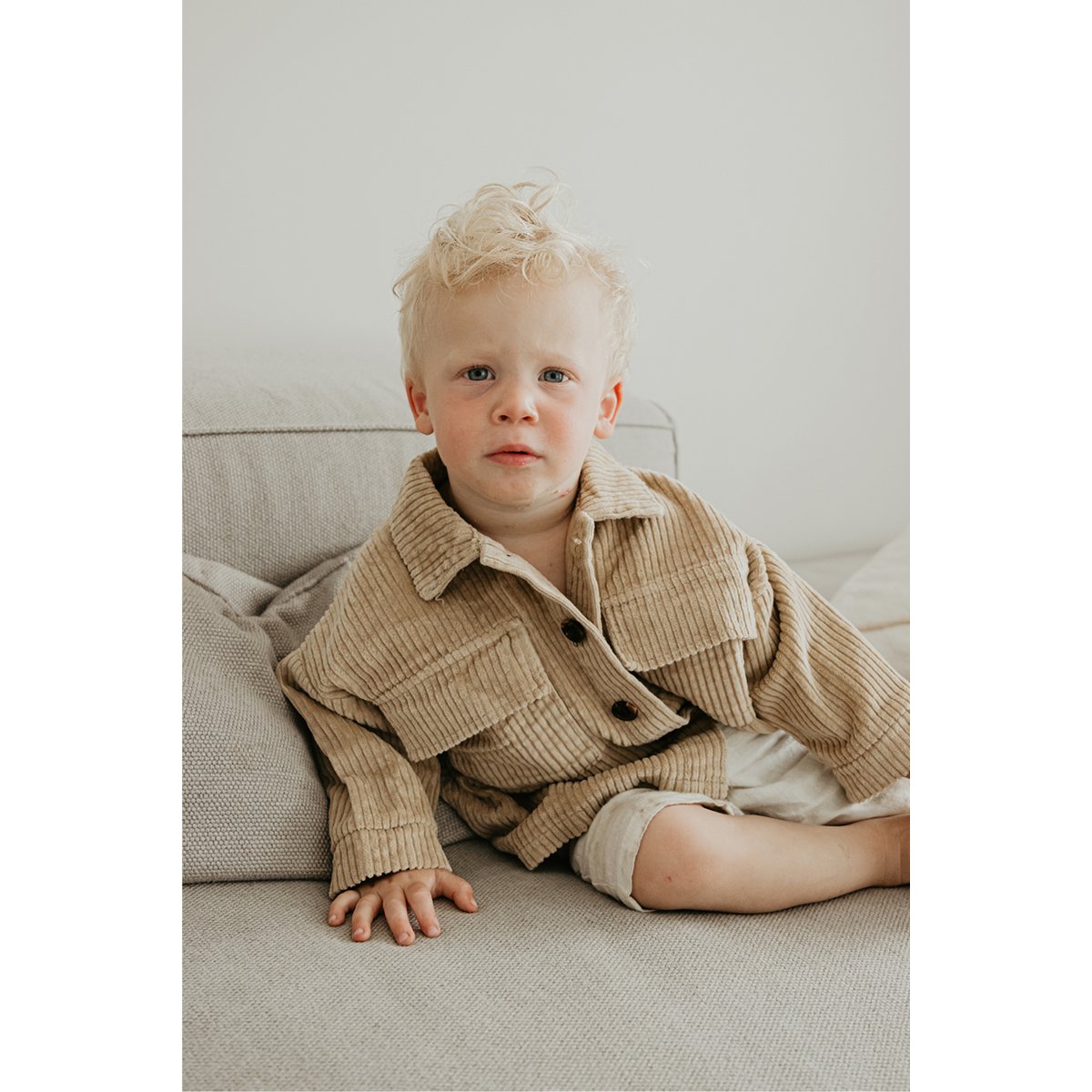 Übergroße Cordjacke - Beige