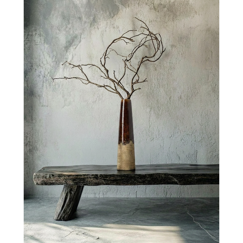 Die Amber Cone Vase – Betonbraun – L