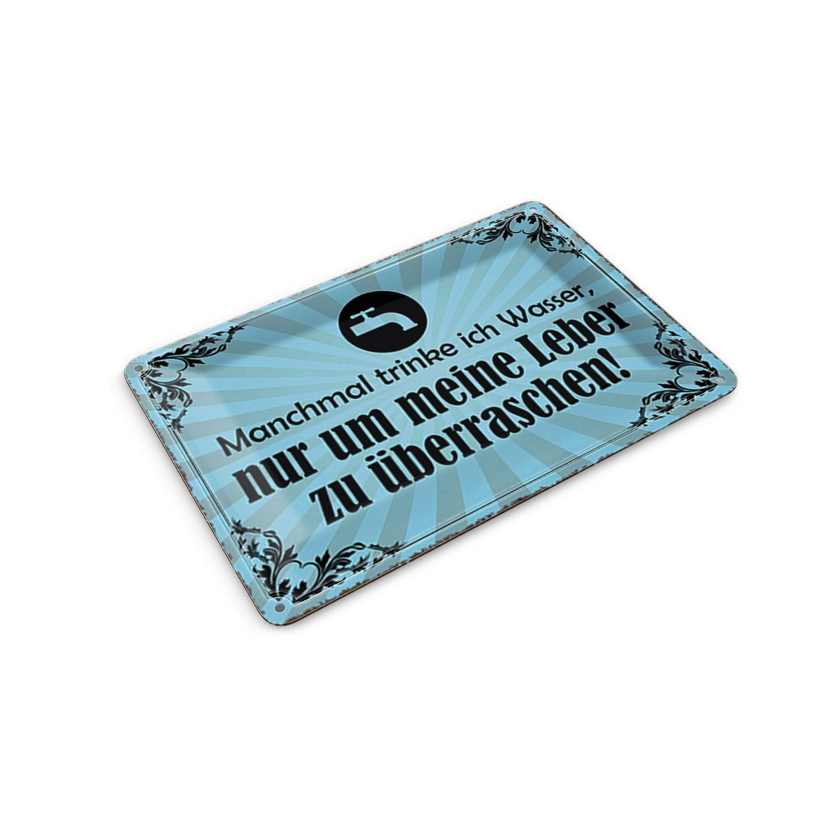 Cartolina in latta con scritta 10x14 cm A volte bevo acqua cartello decorativo