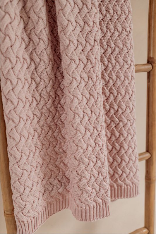 Coperta per bebè FLUFFY - 100% lana merino - rosa cipria