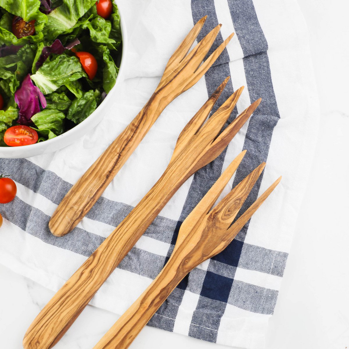Fourchette à salade en bois d'olivier – Ustensiles en bois naturel faits à la main