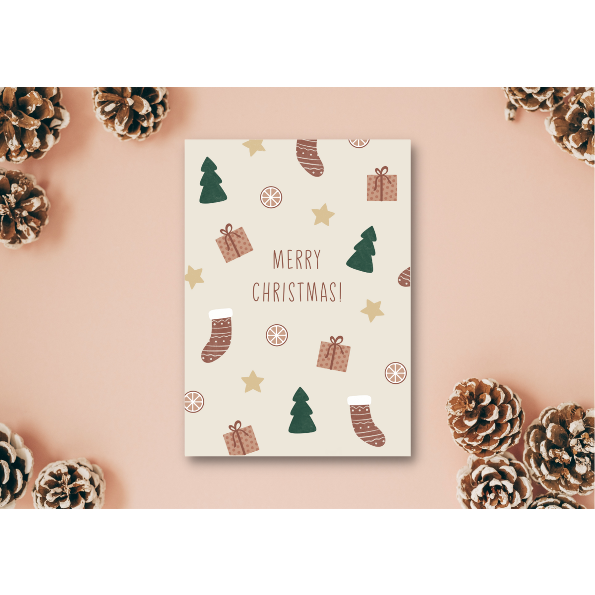Kerstkaarten set van 5 - Merry Christmas