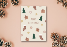 Kerstkaarten set van 5 - Merry Christmas