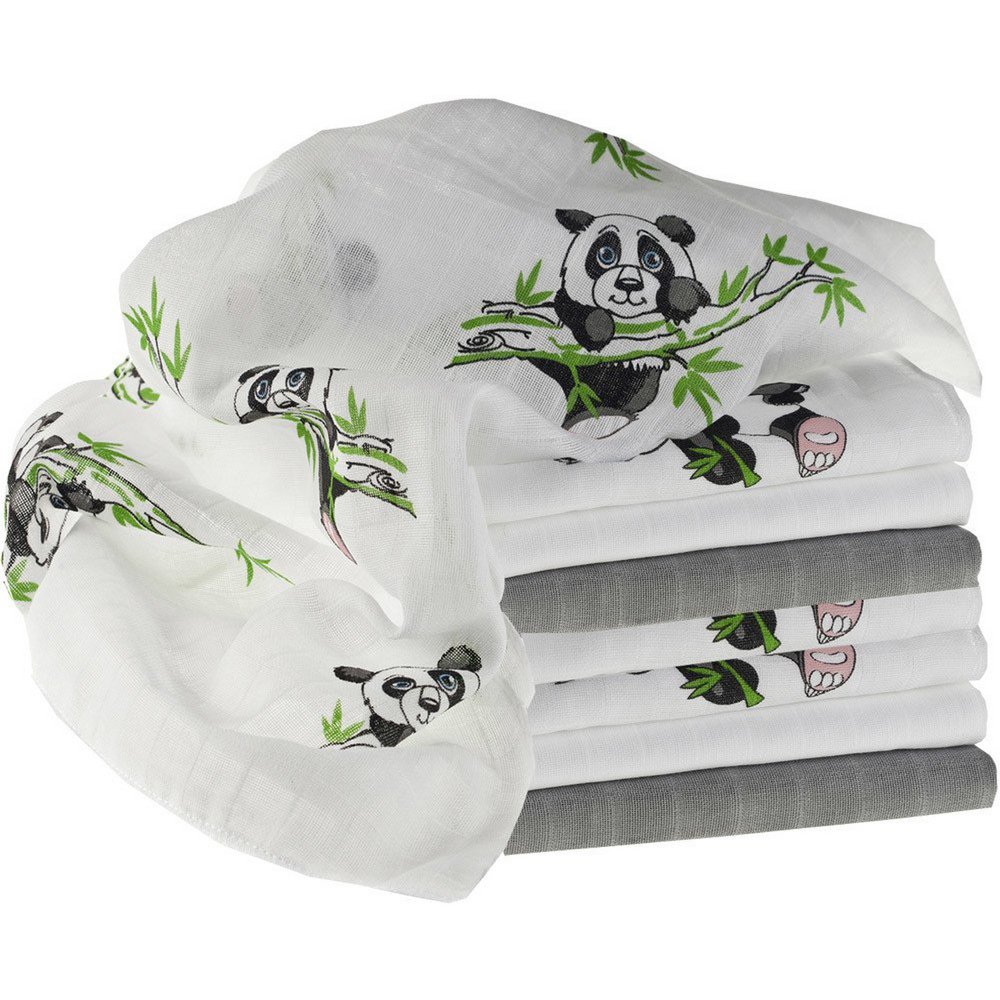 Pañales Hidrofílicos Makian-70x70cm-Set de 4 piezas-Oeko-Tex testado-100% Algodón-Blanco/Verde/Panda