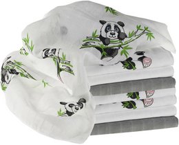 Makian Hydrophilic Diapers-70x70cm-Set of 4 pieces-Oeko-Tex tested-100% Cotton-White/Green/Panda