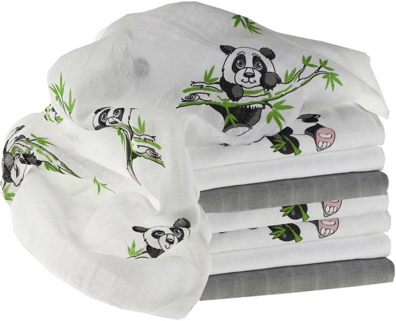 Makian Hydrophilic Diapers-70x70cm-Set of 4 pieces-Oeko-Tex tested-100% Cotton-White/Green/Panda