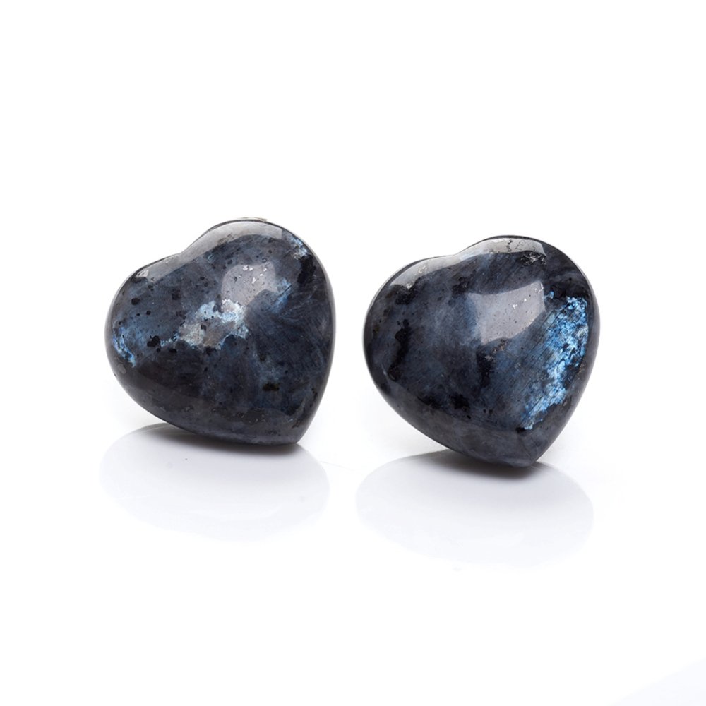 Pietra naturale di palma d'amore a cuore di larvikite - Cristallo curativo 25 mm