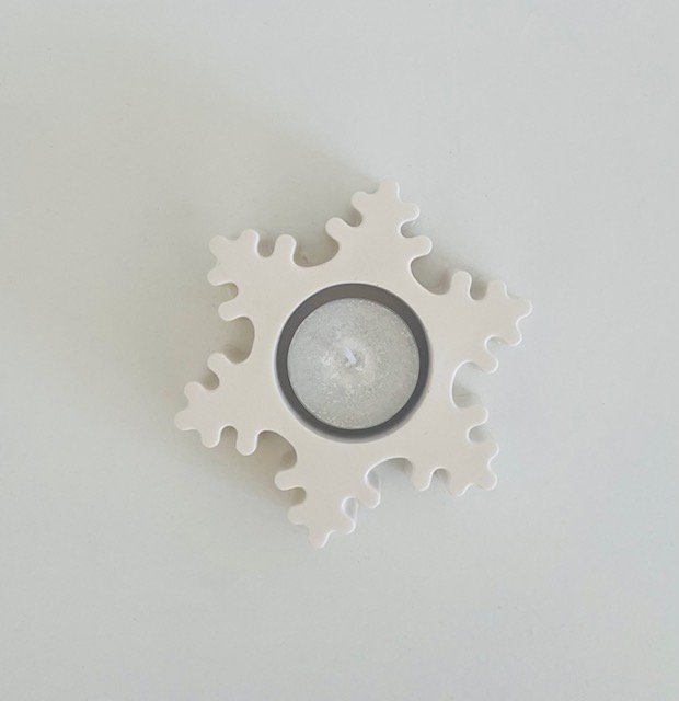 Fiocco di neve porta tealight fuso a mano - jesmonite