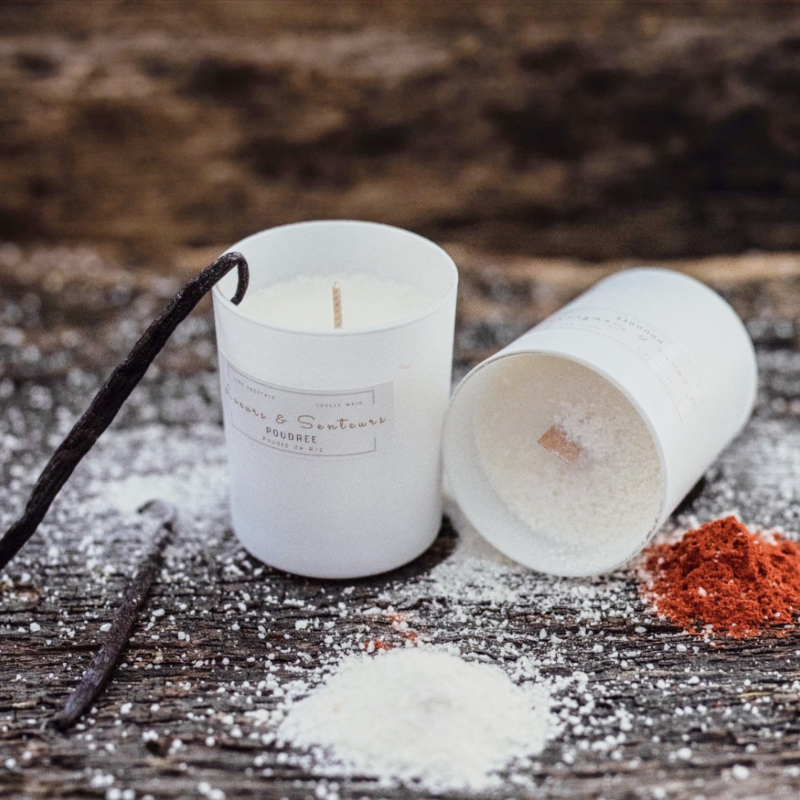 Rice powder wood wick candle
