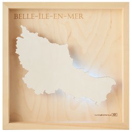 BELLE ILE EN MER - France - Wooden ISLAND LIGHT MAP (LED)