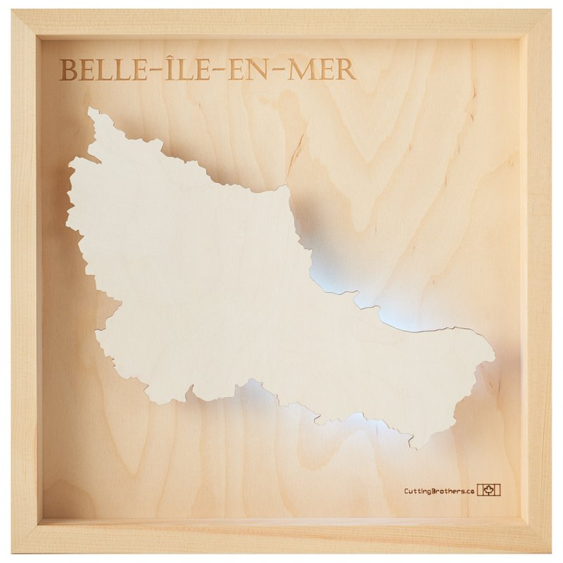 BELLE ILE EN MER - France - Wooden ISLAND LIGHT MAP (LED)