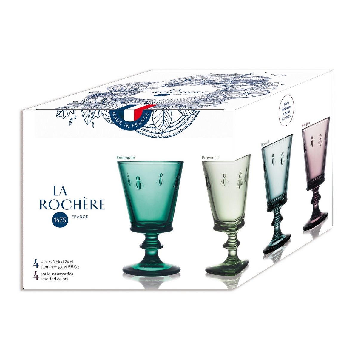 WEIN-/WASSERGLAS 24 CL SORTIERTE FARBEN ABEILLE
