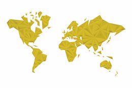 A large, intensive yellow world map with distinct continents and countries. Available in multiple sizes from small to extra-large.