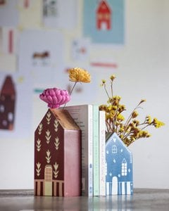 Handgemalte Buchstützen von Reading Roofs – 2er-Set