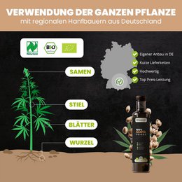 Sanuus Allgäu organic hemp oil cold pressed 500ml +omega -3 - purely from unpainted hemp seeds from Germany