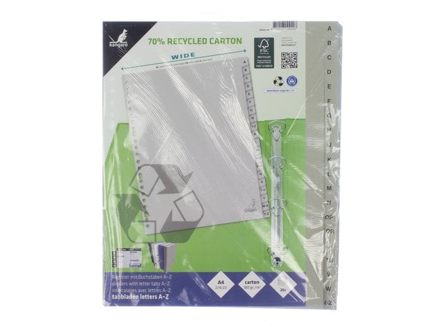 Tabblad ECO Kangaro A4 letters 180gr grijs karton 23r 20dlg FSC EB