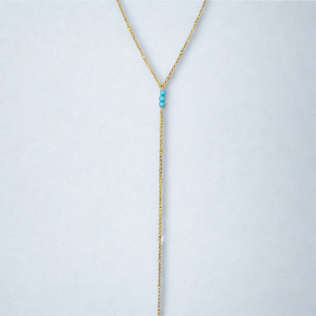 Vince Long Fine Line ketting met turquoise stenen