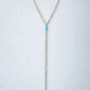 Vince Long Fineline Necklace w Turquoise Stones