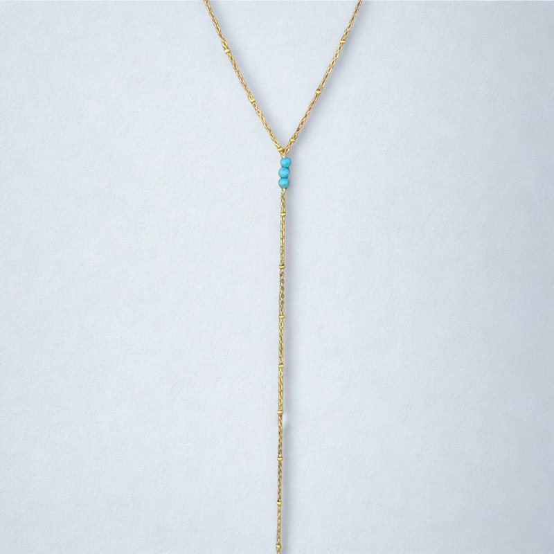 Vince Long Fine Line ketting met turquoise stenen