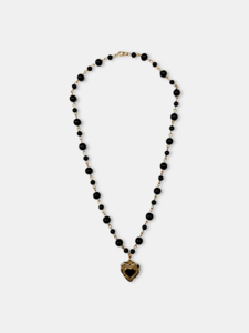 Onyx Baroque Heart Gold Necklace