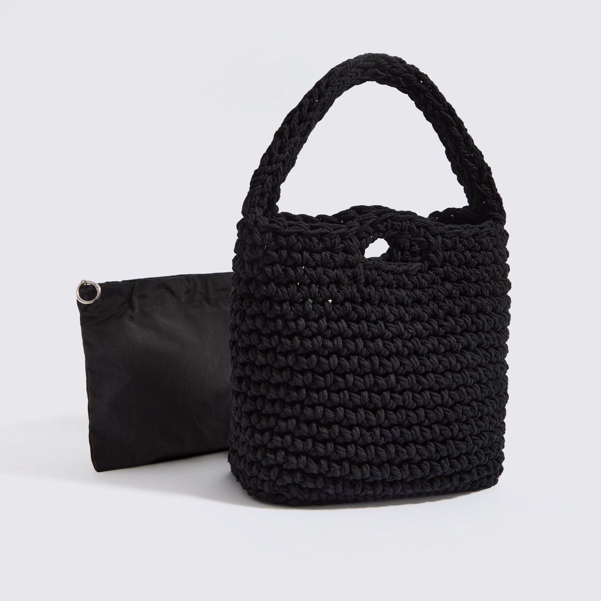 Sac seau au crochet « Apollo coton » avec pochette imperméable noir