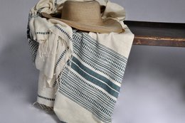 Kast - Genale Beach Sheet elfenben/blågrøn - Håndlavet kopi