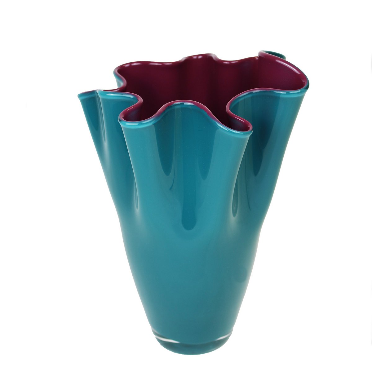 Vase glass wavy two-tone turquoise purple glass vase table vase 30 cm