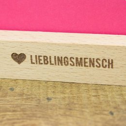 Card stand favorite person made of sustainable beech wood - card holder with heart engraving - maritime home accessory
