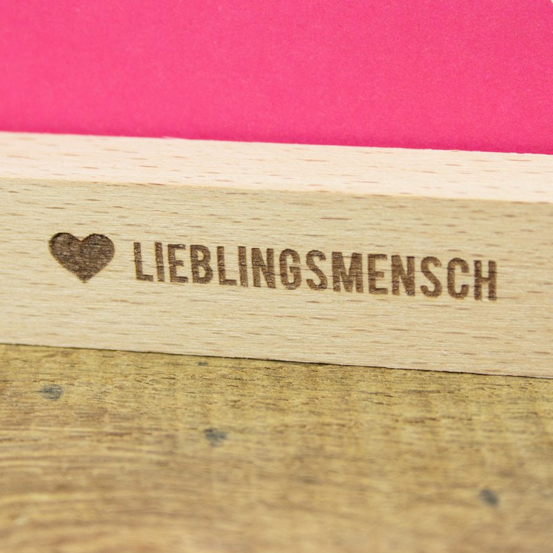Card stand favorite person made of sustainable beech wood - card holder with heart engraving - maritime home accessory