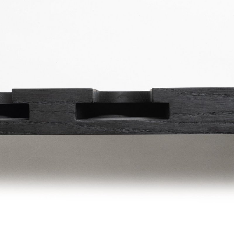 Tu Las™ Håndlavet trævægmonteret vinglasholder - 94 x 22 x 4 cm - Holdbart glasstativ - Sort