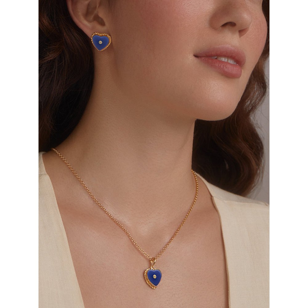 Lovelight vergulde ketting met blauw hart