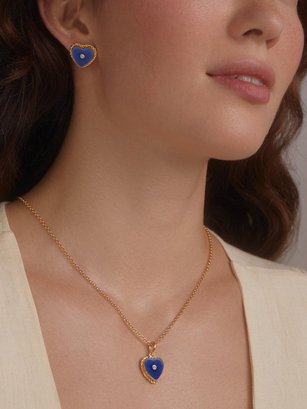 Lovelight vergulde ketting met blauw hart