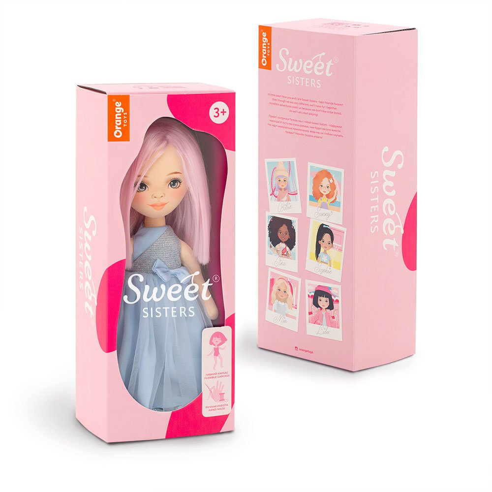Soft toy, Sweet Sisters - Billie in a Blue Satin Dress + bonus accessories set (35cm)