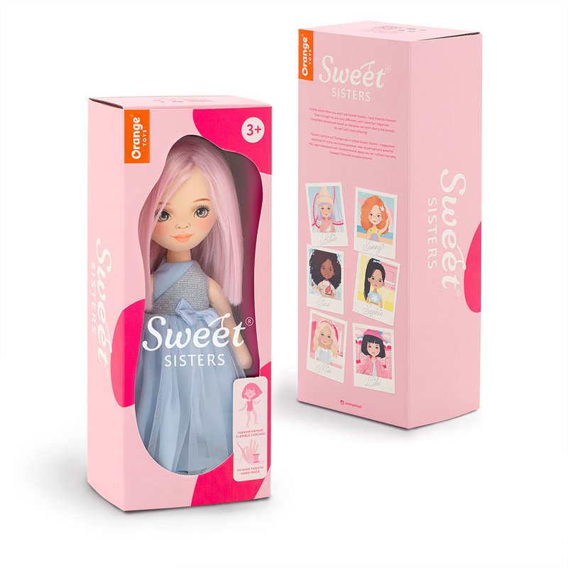 Soft toy, Sweet Sisters - Billie in a Blue Satin Dress + bonus accessories set (35cm)
