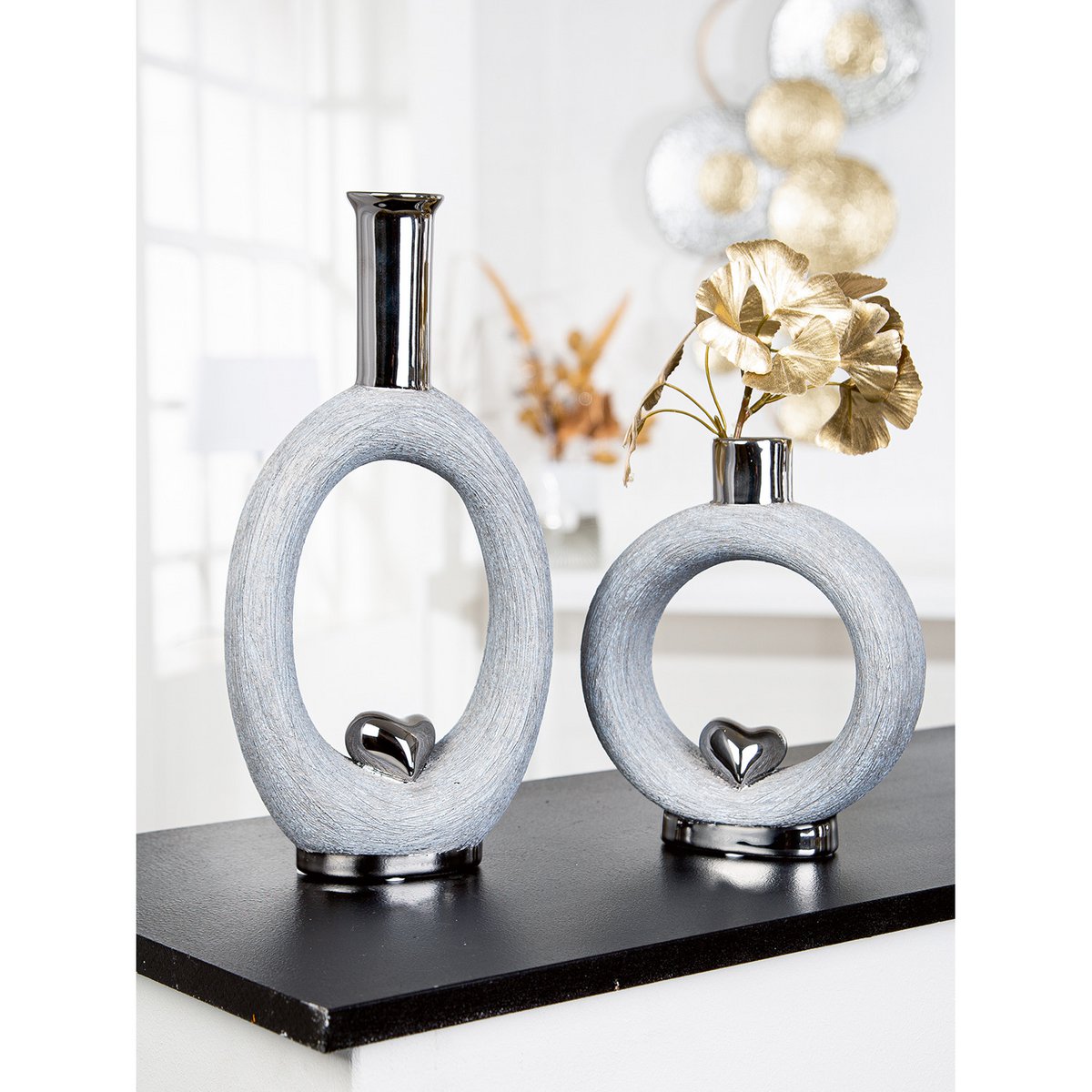 Vase "Love" grau H.31cm