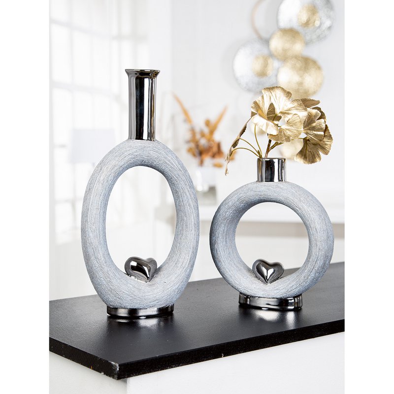 Vase "Love" grau H.31cm